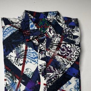 Robert Graham Blue and Red Abstract Shirt